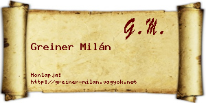 Greiner Milán névjegykártya